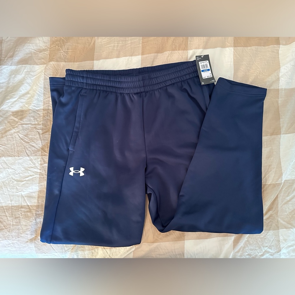 MEN’S UNDER ARMOUR XL TAPERED LEG LOOSE FLEECE SWEAT PANT MAVY BLUE